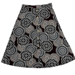 Modern Attraction Boho Chic A-line Mandala Print Skirt Size M Button Colorful